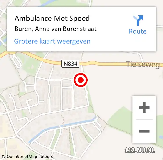 Locatie op kaart van de 112 melding: Ambulance Met Spoed Naar Buren, Anna van Burenstraat op 23 april 2016 02:12