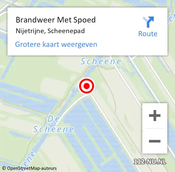 Locatie op kaart van de 112 melding: Brandweer Met Spoed Naar Nijetrijne, Scheenepad op 6 september 2013 14:31