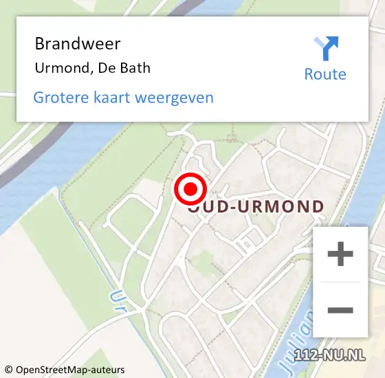 Locatie op kaart van de 112 melding: Brandweer Urmond, De Bath op 12 december 2013 18:27