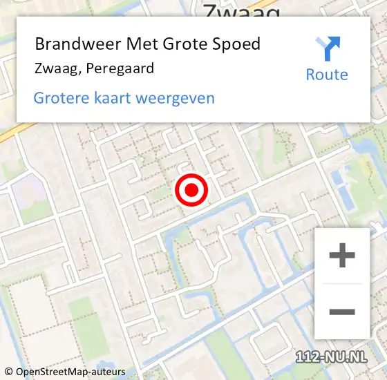 Locatie op kaart van de 112 melding: Brandweer Met Grote Spoed Naar Zwaag, Peregaard op 23 april 2016 11:11