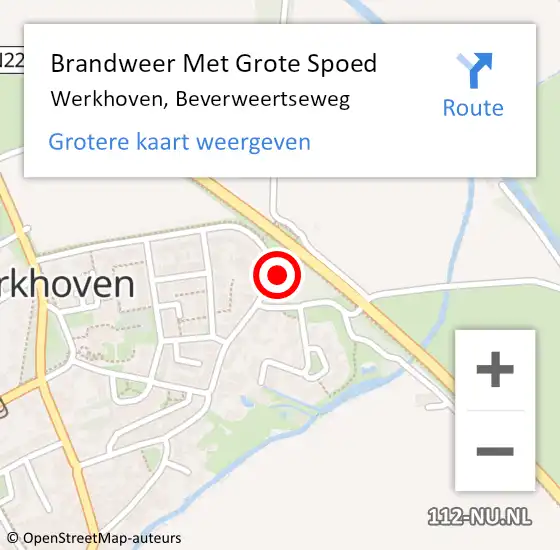 Locatie op kaart van de 112 melding: Brandweer Met Grote Spoed Naar Werkhoven, Beverweertseweg op 23 april 2016 11:13