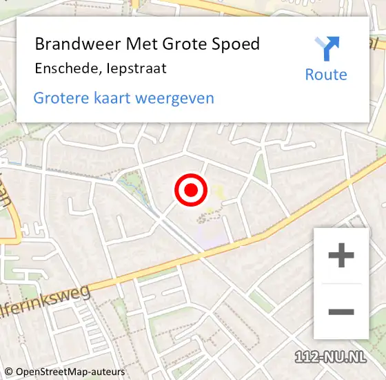 Locatie op kaart van de 112 melding: Brandweer Met Grote Spoed Naar Enschede, Iepstraat op 23 april 2016 12:02