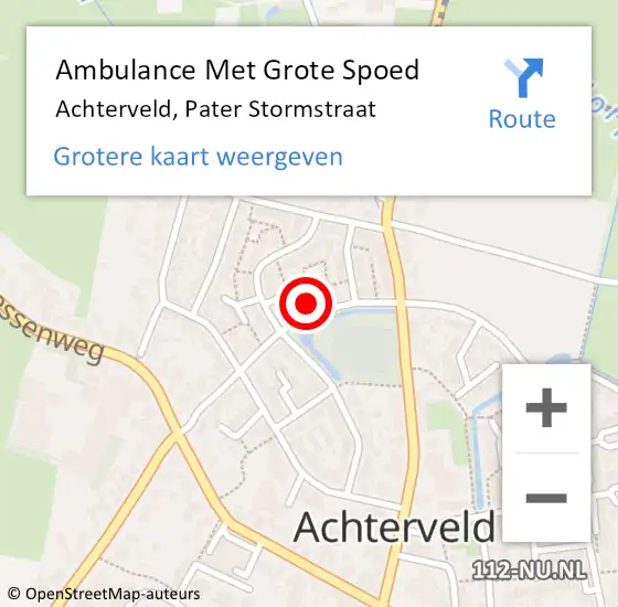 Locatie op kaart van de 112 melding: Ambulance Met Grote Spoed Naar Achterveld, Pater Stormstraat op 23 april 2016 12:38