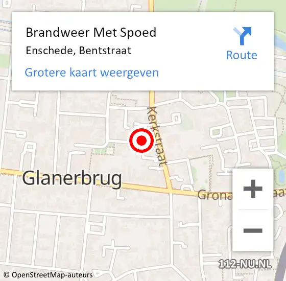 Locatie op kaart van de 112 melding: Brandweer Met Spoed Naar Enschede, Bentstraat op 23 april 2016 12:48