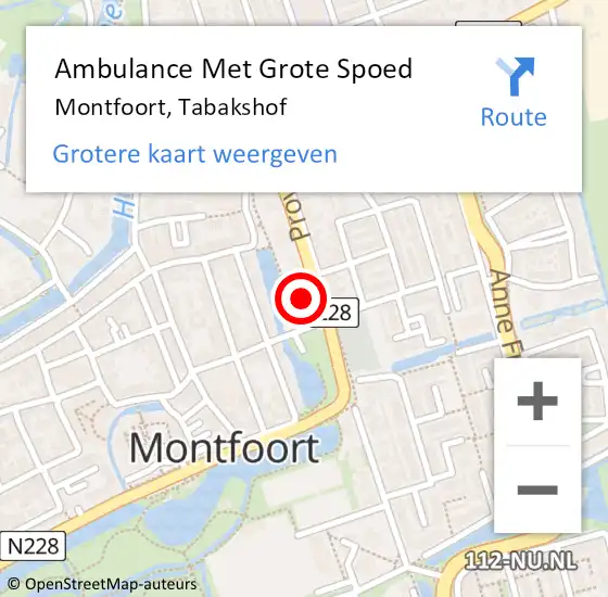Locatie op kaart van de 112 melding: Ambulance Met Grote Spoed Naar Montfoort, Tabakshof op 23 april 2016 12:58