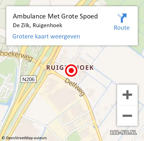 Locatie op kaart van de 112 melding: Ambulance Met Grote Spoed Naar De Zilk, Ruigenhoek op 23 april 2016 13:26