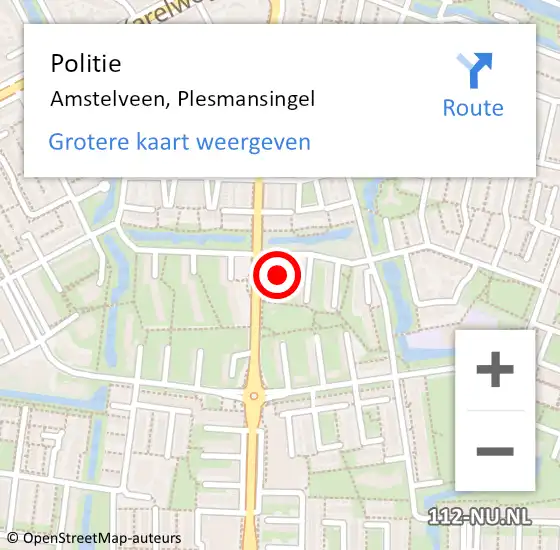 Locatie op kaart van de 112 melding: Politie Amstelveen, Plesmansingel op 23 april 2016 13:29