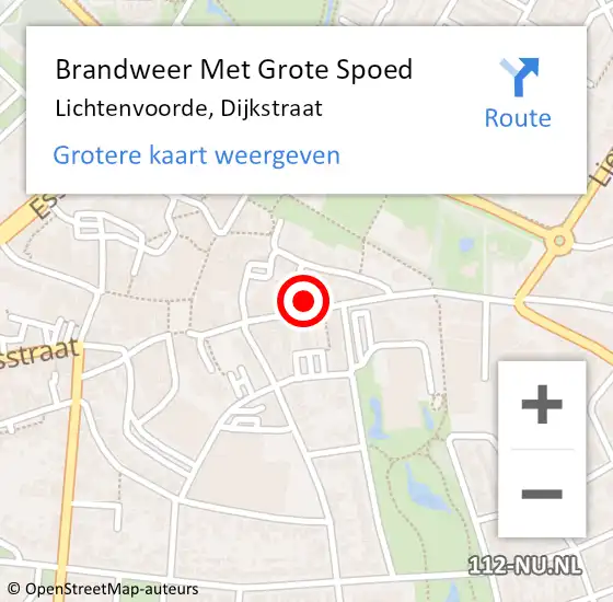 Locatie op kaart van de 112 melding: Brandweer Met Grote Spoed Naar Lichtenvoorde, Dijkstraat op 12 december 2013 18:41