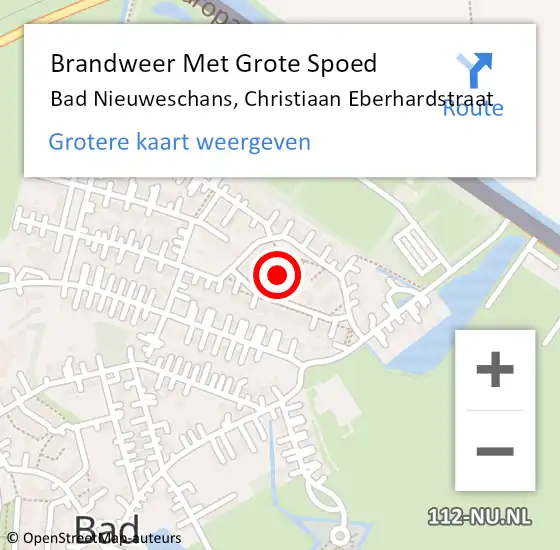 Locatie op kaart van de 112 melding: Brandweer Met Grote Spoed Naar Bad Nieuweschans, Christiaan Eberhardstraat op 12 december 2013 18:46