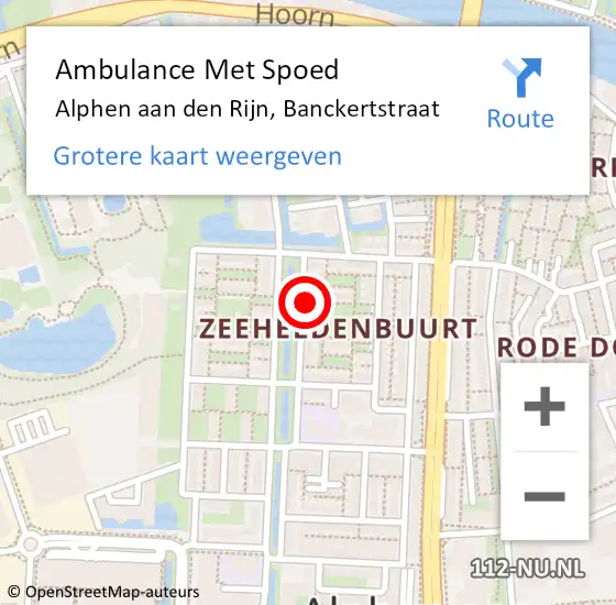 Locatie op kaart van de 112 melding: Ambulance Met Spoed Naar Alphen aan den Rijn, Banckertstraat op 23 april 2016 14:18