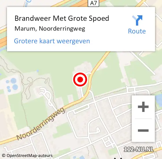 Locatie op kaart van de 112 melding: Brandweer Met Grote Spoed Naar Marum, Noorderringweg op 23 april 2016 14:20