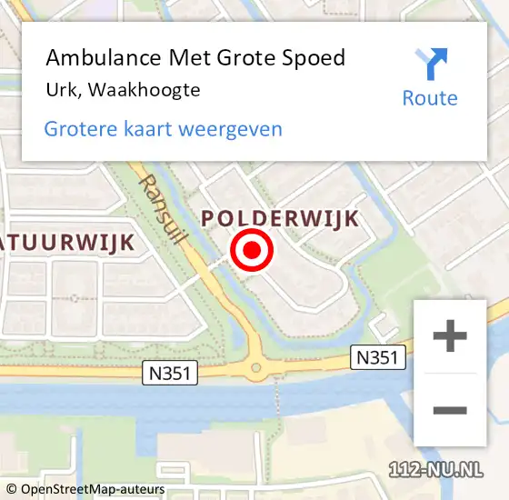Locatie op kaart van de 112 melding: Ambulance Met Grote Spoed Naar Urk, Waakhoogte op 23 april 2016 14:30