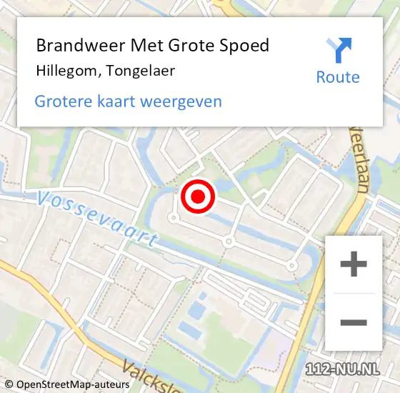 Locatie op kaart van de 112 melding: Brandweer Met Grote Spoed Naar Hillegom, Tongelaer op 23 april 2016 14:48