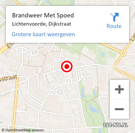 Locatie op kaart van de 112 melding: Brandweer Met Spoed Naar Lichtenvoorde, Dijkstraat op 12 december 2013 18:51