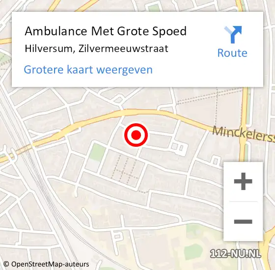 Locatie op kaart van de 112 melding: Ambulance Met Grote Spoed Naar Hilversum, Zilvermeeuwstraat op 23 april 2016 15:11