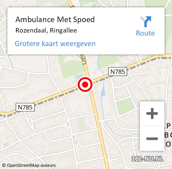 Locatie op kaart van de 112 melding: Ambulance Met Spoed Naar Rozendaal, Ringallee op 23 april 2016 15:13