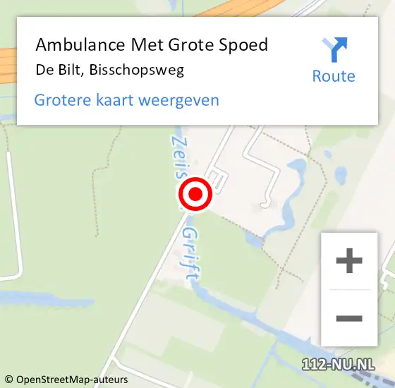 Locatie op kaart van de 112 melding: Ambulance Met Grote Spoed Naar De Bilt, Bisschopsweg op 23 april 2016 15:43