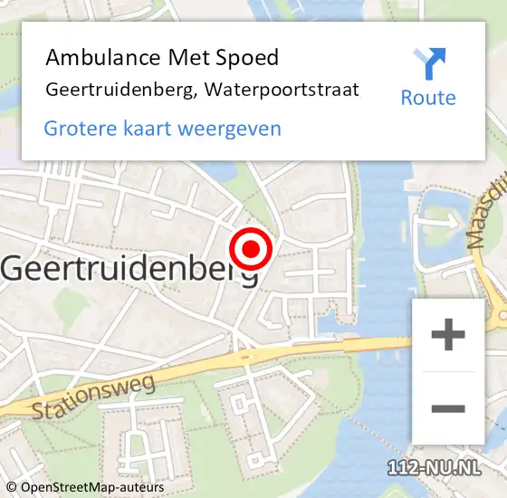 Locatie op kaart van de 112 melding: Ambulance Met Spoed Naar Geertruidenberg, Waterpoortstraat op 23 april 2016 15:46