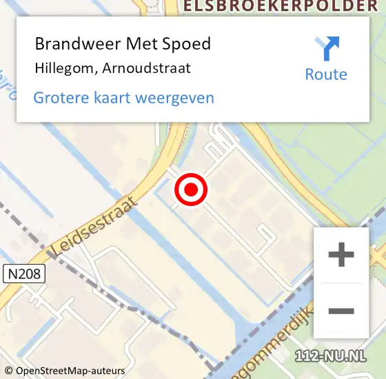 Locatie op kaart van de 112 melding: Brandweer Met Spoed Naar Hillegom, Arnoudstraat op 23 april 2016 17:11