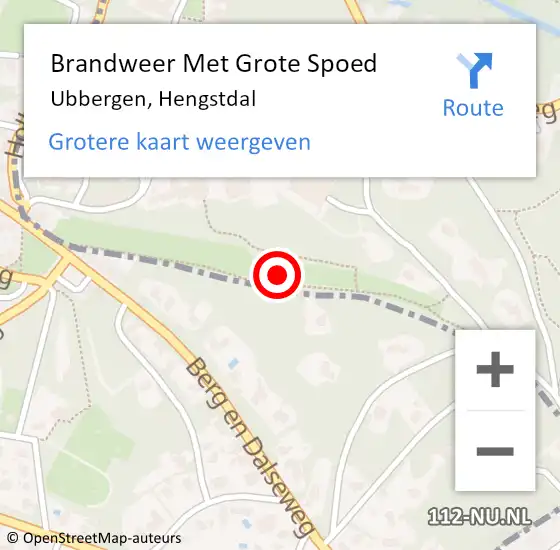 Locatie op kaart van de 112 melding: Brandweer Met Grote Spoed Naar Ubbergen, Hengstdal op 23 april 2016 17:18