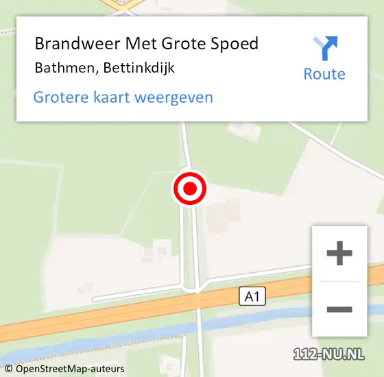 Locatie op kaart van de 112 melding: Brandweer Met Grote Spoed Naar Bathmen, Bettinkdijk op 23 april 2016 17:39