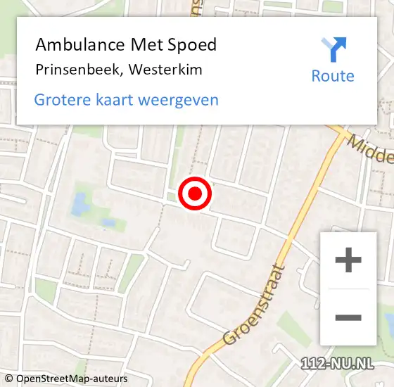 Locatie op kaart van de 112 melding: Ambulance Met Spoed Naar Prinsenbeek, Westerkim op 23 april 2016 17:39