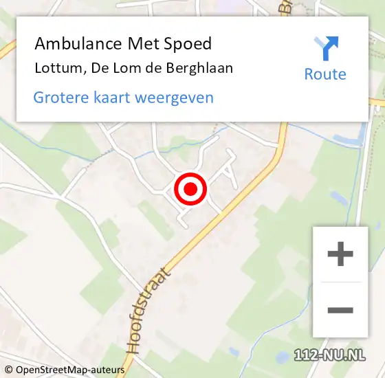 Locatie op kaart van de 112 melding: Ambulance Met Spoed Naar Lottum, De Lom de Berghlaan op 12 december 2013 19:12