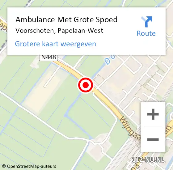 Locatie op kaart van de 112 melding: Ambulance Met Grote Spoed Naar Voorschoten, Papelaan-West op 23 april 2016 17:54