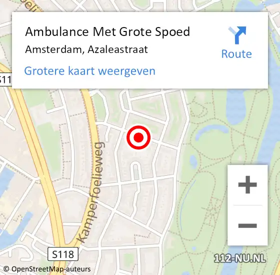 Locatie op kaart van de 112 melding: Ambulance Met Grote Spoed Naar Amsterdam, Azaleastraat op 23 april 2016 18:53