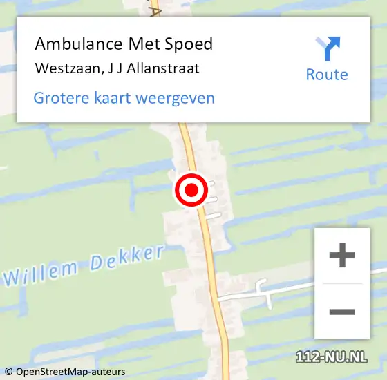 Locatie op kaart van de 112 melding: Ambulance Met Spoed Naar Westzaan, J J Allanstraat op 23 april 2016 19:15