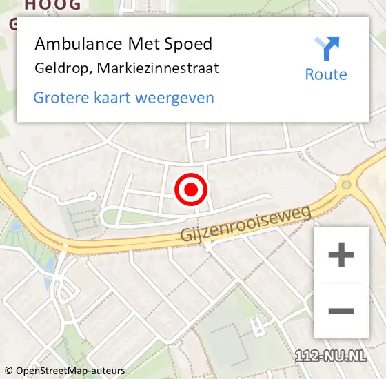 Locatie op kaart van de 112 melding: Ambulance Met Spoed Naar Geldrop, Markiezinnestraat op 23 april 2016 21:13