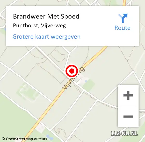 Locatie op kaart van de 112 melding: Brandweer Met Spoed Naar Punthorst, Vijverweg op 23 april 2016 21:13