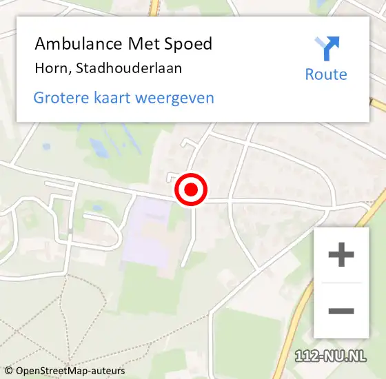 Locatie op kaart van de 112 melding: Ambulance Met Spoed Naar Horn, Stadhouderlaan op 23 april 2016 21:18