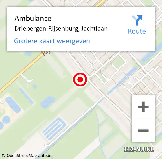 Locatie op kaart van de 112 melding: Ambulance Driebergen-Rijsenburg, Jachtlaan op 23 april 2016 21:35