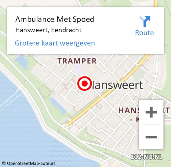 Locatie op kaart van de 112 melding: Ambulance Met Spoed Naar Hansweert, Eendracht op 23 april 2016 22:52