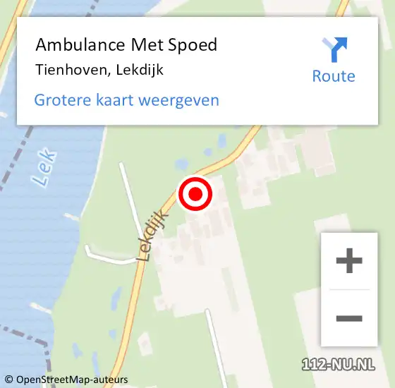 Locatie op kaart van de 112 melding: Ambulance Met Spoed Naar Tienhoven, Lekdijk op 23 april 2016 22:55