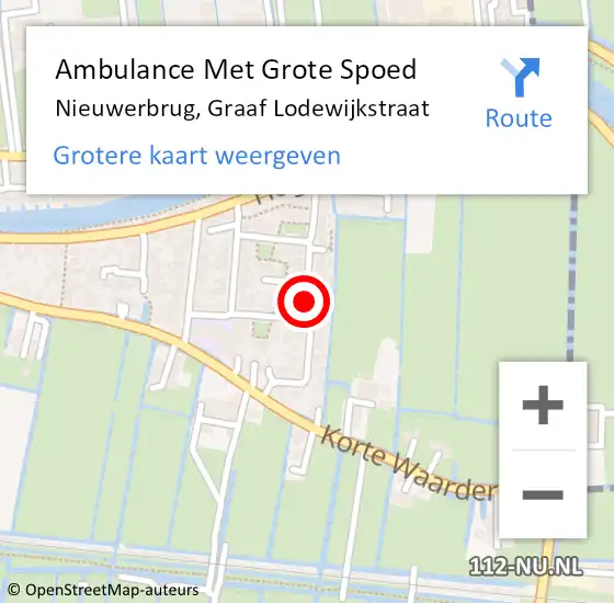 Locatie op kaart van de 112 melding: Ambulance Met Grote Spoed Naar Nieuwerbrug, Graaf Lodewijkstraat op 23 april 2016 22:58