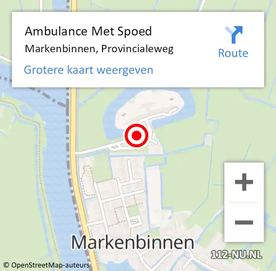 Locatie op kaart van de 112 melding: Ambulance Met Spoed Naar Markenbinnen, Provincialeweg op 23 april 2016 23:09