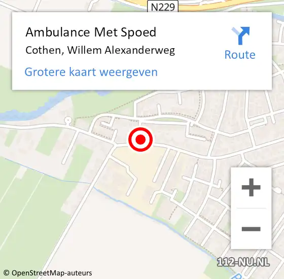 Locatie op kaart van de 112 melding: Ambulance Met Spoed Naar Cothen, Willem Alexanderweg op 23 april 2016 23:14