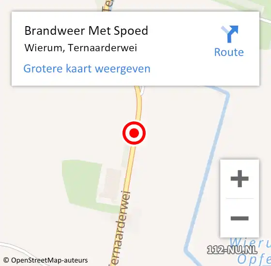 Locatie op kaart van de 112 melding: Brandweer Met Spoed Naar Wierum, Ternaarderwei op 23 april 2016 23:58