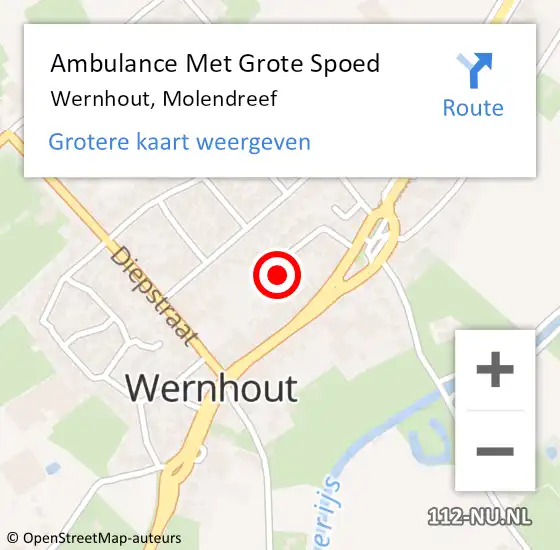 Locatie op kaart van de 112 melding: Ambulance Met Grote Spoed Naar Wernhout, Molendreef op 23 april 2016 23:59