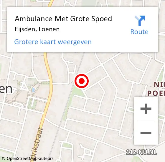 Locatie op kaart van de 112 melding: Ambulance Met Grote Spoed Naar Eijsden, Loenen op 12 december 2013 19:53