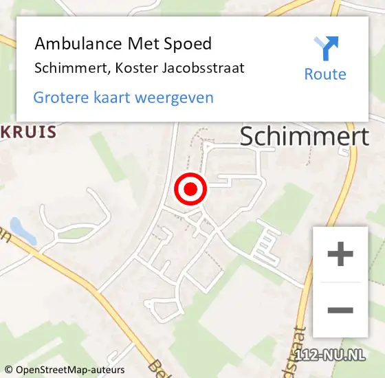 Locatie op kaart van de 112 melding: Ambulance Met Spoed Naar Schimmert, Koster Jacobsstraat op 12 december 2013 19:53