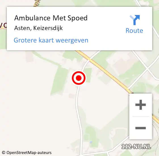 Locatie op kaart van de 112 melding: Ambulance Met Spoed Naar Asten, Keizersdijk op 24 april 2016 00:42