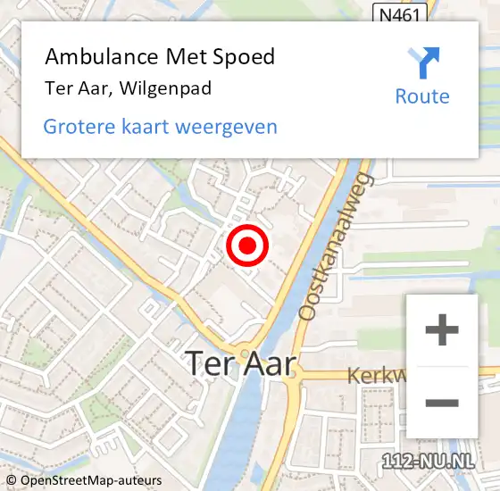 Locatie op kaart van de 112 melding: Ambulance Met Spoed Naar Ter Aar, Wilgenpad op 24 april 2016 01:00