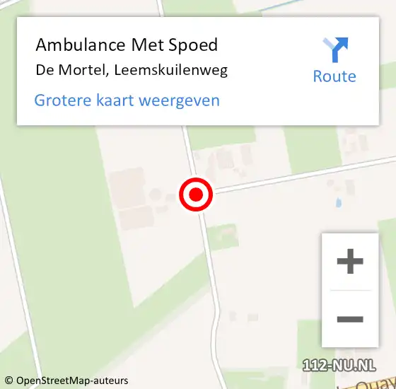Locatie op kaart van de 112 melding: Ambulance Met Spoed Naar De Mortel, Leemskuilenweg op 24 april 2016 02:58