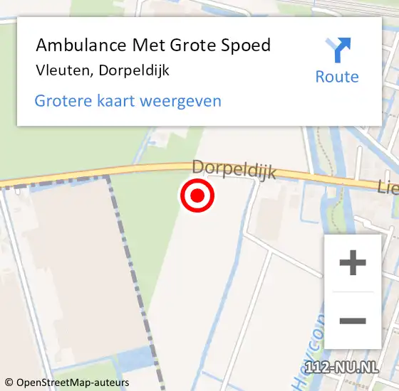 Locatie op kaart van de 112 melding: Ambulance Met Grote Spoed Naar Vleuten, Dorpeldijk op 24 april 2016 03:00