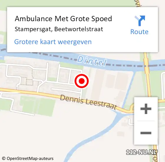 Locatie op kaart van de 112 melding: Ambulance Met Grote Spoed Naar Stampersgat, Beetwortelstraat op 24 april 2016 03:34