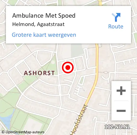 Locatie op kaart van de 112 melding: Ambulance Met Spoed Naar Helmond, Agaatstraat op 24 april 2016 04:47