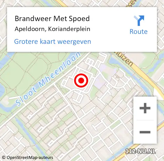 Locatie op kaart van de 112 melding: Brandweer Met Spoed Naar Apeldoorn, Korianderplein op 12 december 2013 20:11